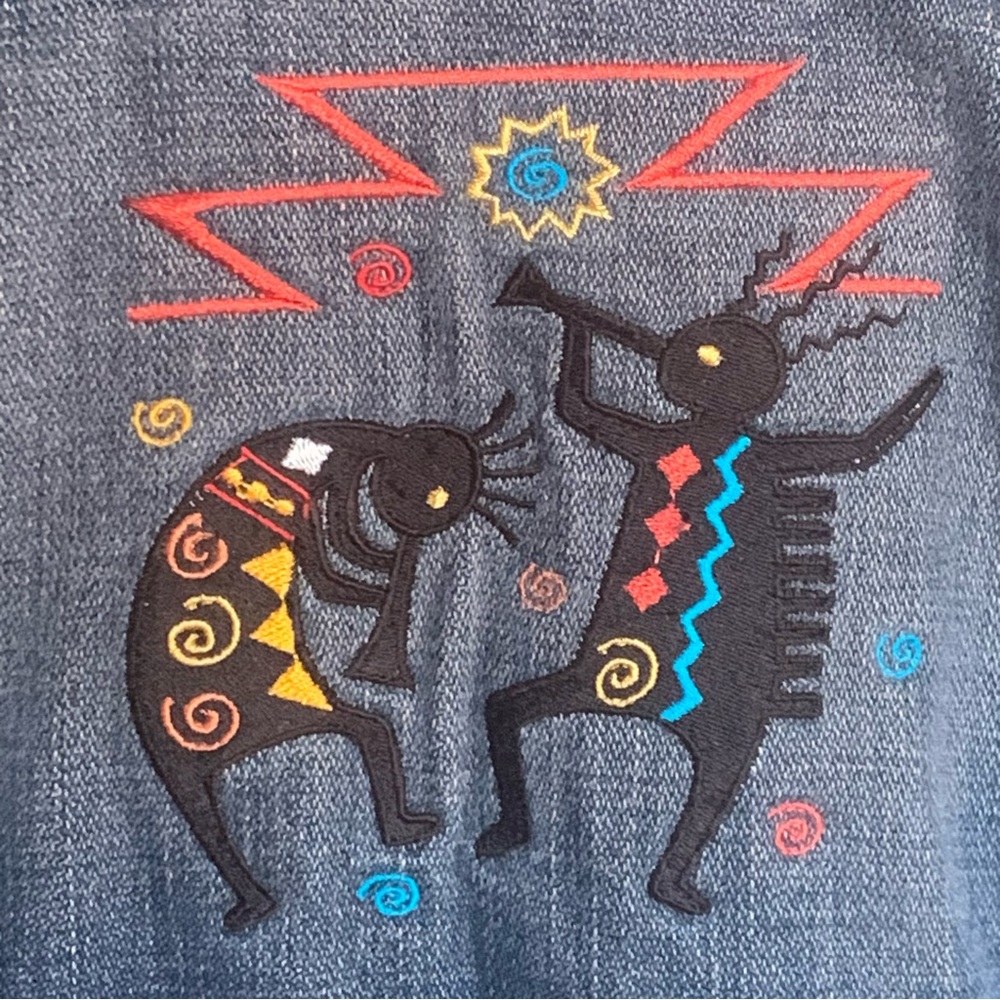 GAP Denim Jean Jacket Southwest Embroidered Native American Indian Art - Picture 6 of 13